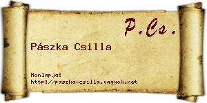 Pászka Csilla névjegykártya