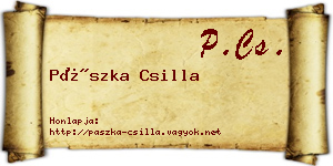 Pászka Csilla névjegykártya